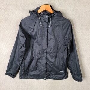 White Sierra Jacket Womens S Black Packable‎ Rain Hooded Lightweight Full Zip